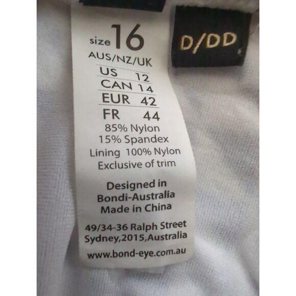 Bond-Eye Australia Blue White Geometric One piece Swimsuit Women's Size 16 D/DD - Picture 4 of 11